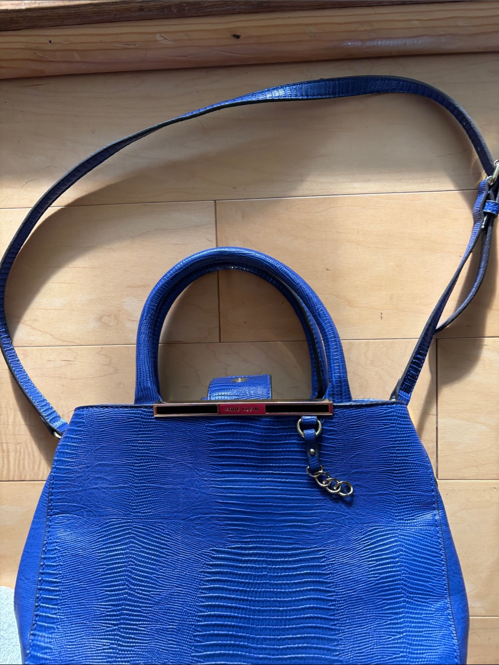 Anne Klein Cobalt Blue Textured Shoulder Bag